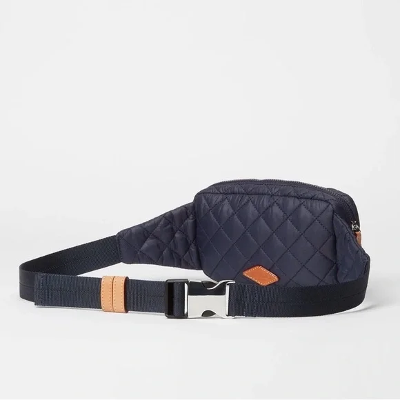 MZ Wallace Dawn Navy Quilted Nylon Metro Sling Belt Bag Fanny Pack - Picture 2 of 7